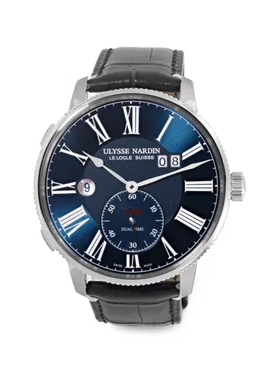 Ulysse Nardin Marine Dual Time 42mm Watch In Blue
