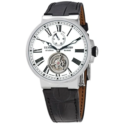 Ulysse Nardin Marine Tourbillon Automatic White Enamel Dial Men's Watch 1283-181/e0 In Black / White