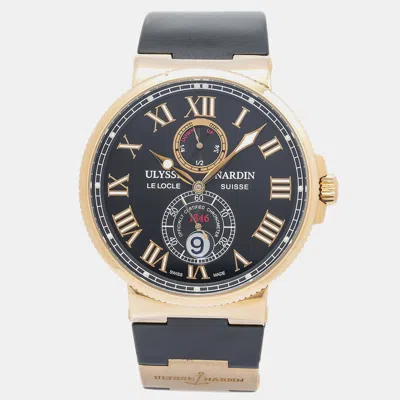 Pre-owned Ulysse Nardin Maxi Marine 266-67 Black 18k Rose Gold Automatic Men Watch 43mm