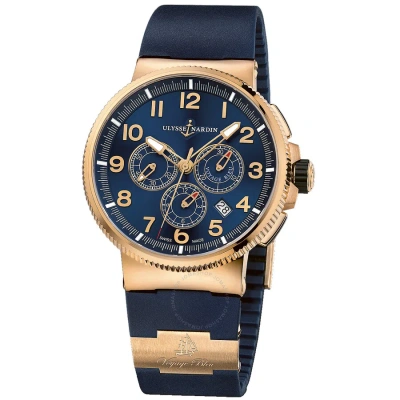 Ulysse Nardin Maxi Marine Chronograph Blue Dial 18k Rose Gold Automatic Men's Watch 1506-150le-3-63-