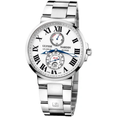 Ulysse Nardin Maxi Marine Chronometer White Dial Stainless Steel Automatic Men's Watch 263-67-7-40 In Metallic