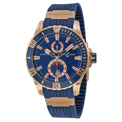 Ulysse Nardin Maxi Marine Diver 18kt Rose Gold Blue Dial Men's Watch 266-10-3-93