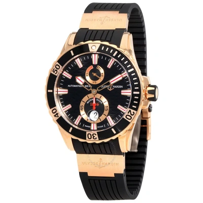 Ulysse Nardin Maxi Marine Diver Black Dial With Wave Design Automatic 18kt Rose Gold Men's Watch 266