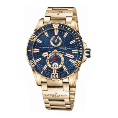 Ulysse Nardin Maxi Marine Diver Blue Dial 18k Rose Gold Men's Watch 266-10-8m-93