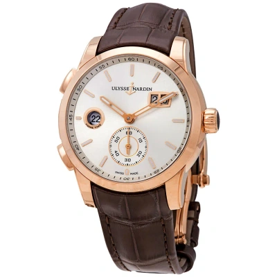 Ulysse Nardin Dual Time Gmt Silver Dial Men's Watch 3346-126/91 In Brown