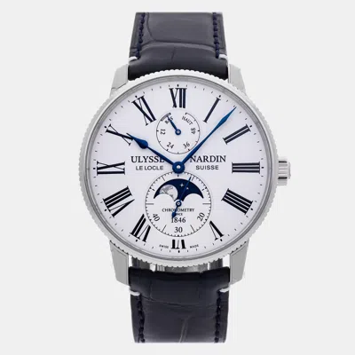 Pre-owned Ulysse Nardin Marine Torpilleur Moonphase 1193-310le-0a-175/1a In White