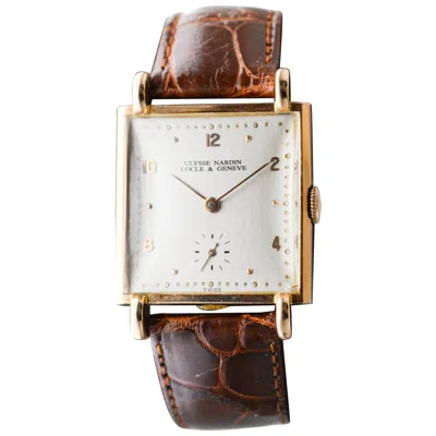 Pre-owned Ulysse Nardin Rose Gold Art Deco Original Crystal And Crown Manual Watch In Red