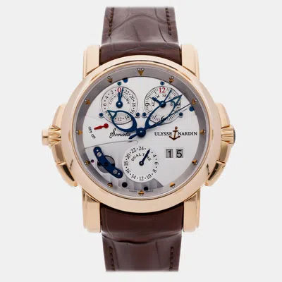 Pre-owned Ulysse Nardin Sonata Cathedral 676-88/212 Silver 18k Yellow Gold Automatic Men Wristwatch 42mm