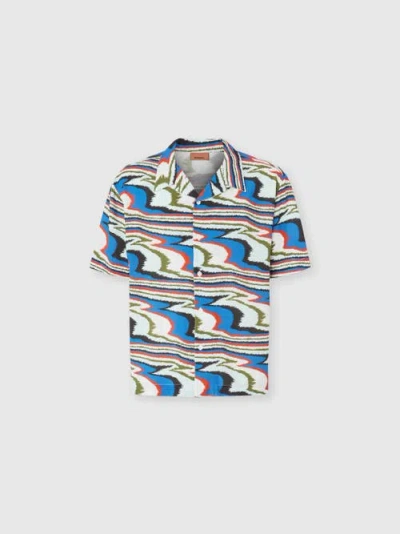 Um Bowling Shirt In Viscose With Flame Print In Multi