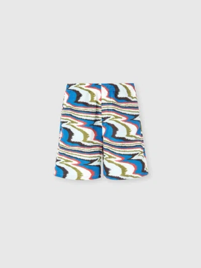 Um Long Swim Shorts With Irregular Zigzag Print In Brown