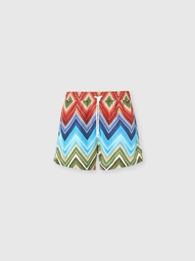 Um Mid-length Swim Shorts With Macro Zigzag Print In Multi