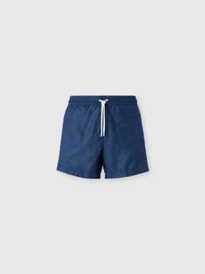 Um Mid-length Swim Shorts With Tone-on-tone Zigzag Print In Blue