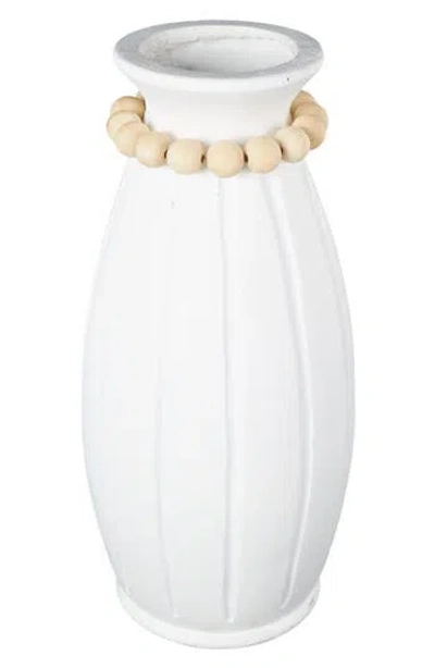 Uma Beaded Vase In White