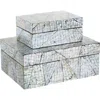 Uma Contemporary Set Of 2 Decorative Mother Of Pearl Boxes In Multi Colored