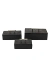 Uma Contemporary Set Of 3 Decorative Marble Boxes In Black