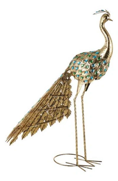 Uma Crystal Peacock Garden Sculpture In Gold