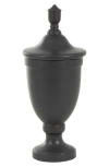 Uma Decorative Ceramic Jar With Lid In Black