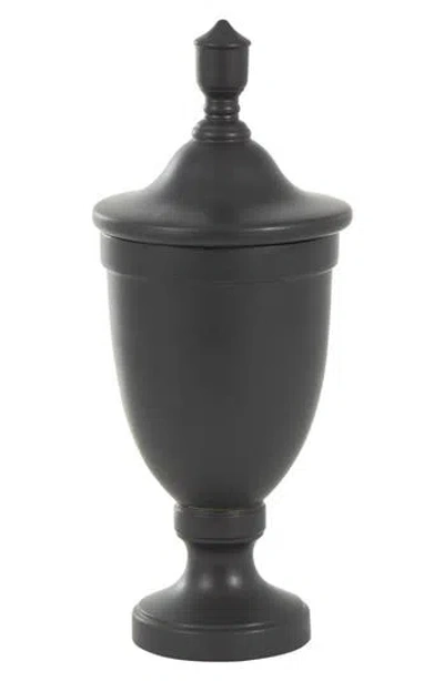 Uma Decorative Ceramic Jar With Lid In Black