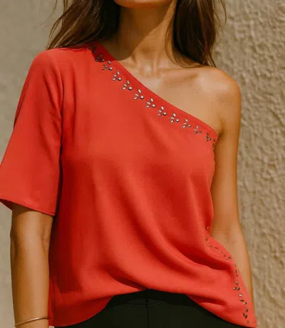 Uma Elina One-shoulder Blouse In Red In Purple