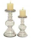 Uma Enterprises Set Of 2 Glass Handmade Turned Pillar Decorative Candle Holders