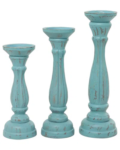 Uma Enterprises Set Of 3 Distressed Decorative Candle Holders