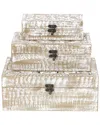 Uma Enterprises Set Of 3 Floral Handmade Decorative Boxes With Hinged Lid