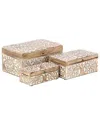 Uma Enterprises Set Of 3 Tree Carved Decorative Boxes