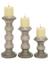 Uma Enterprises The Novogratz Set Of 3 Glass Handmade Turned Pillar Candle Holders