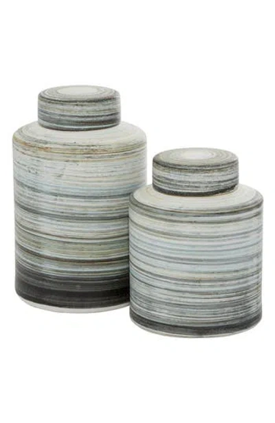 Uma Farm House Set Of 3 Ceramic Canisters In Gray