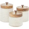 Uma Farm House Set Of 3 Ceramic Canisters In White