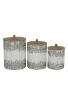 Uma Farmhouse Set Of 3 Metal Canisters In Gray