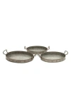 Uma Farmhouse Set Of 3 Metal Trays In Brown
