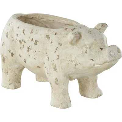 Uma Pig Planter In White