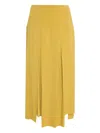 Uma | Raquel Blay Cut-out Pleated Midi Skirt In Yellow