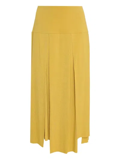 Uma | Raquel Blay Cut-out Pleated Midi Skirt In Yellow