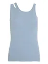 Uma | Raquel Blay Cut-out Ribbed Top In Blue