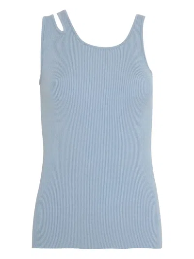 Uma | Raquel Blay Cut-out Ribbed Top In Blue