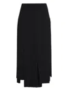 Uma | Raquel Blay Pleated Asymmetric Midi Skirt In Black