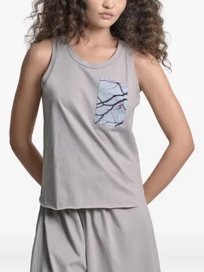 Uma | Raquel Blay Pocket-print Cotton Top In Brown