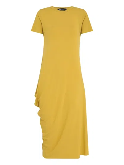 Uma | Raquel Blay Short-sleeve Draped Midi Dress In Yellow