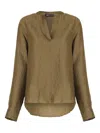 Uma | Raquel Blay Textured V-neck Blouse In Green