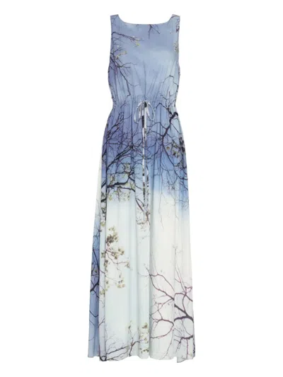 Uma | Raquel Blay Tree-print Maxi Dress In Blue