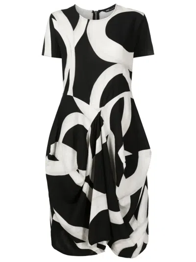 Uma Raquel Davidowicz Abstract-pattern Draped Dress In Black