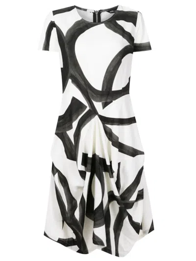 Uma Raquel Davidowicz Abstract-pattern Draped Dress In White