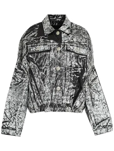 Uma Raquel Davidowicz Abstract-print Denim Jacket In Black