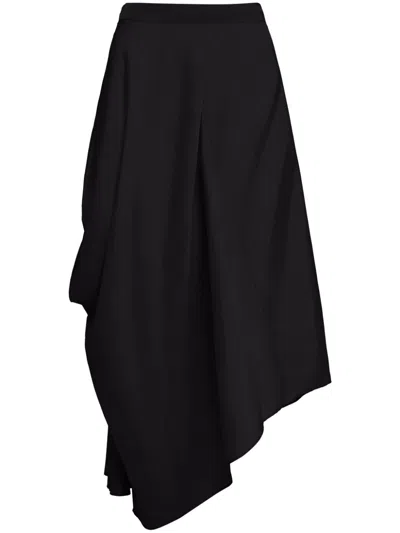 Uma Raquel Davidowicz Asymmetric Draped Midi Skirt In Black