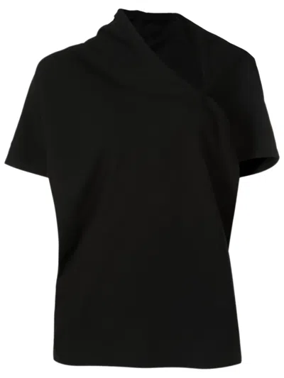 Uma Raquel Davidowicz Asymmetric-neck Draped Top In Black