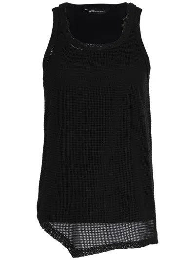 Uma Raquel Davidowicz Asymmetric Open-knit Tank Top In Black