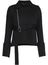 Uma Raquel Davidowicz Belted Asymmetric-hem Jacket In Black