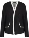 Uma Raquel Davidowicz Collarless Distressed-trim Jacket In Black